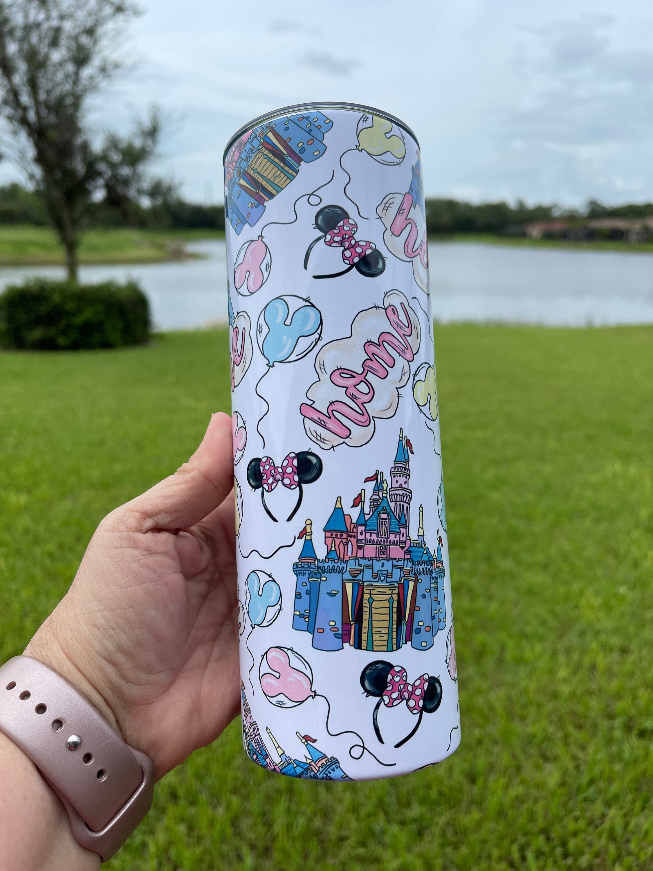 Character Inspired 20 Oz Tumbler Princess Castle Iced Coffee Cup Park  Hopper Cup Mouse Cartoon Inspired Watercolor 