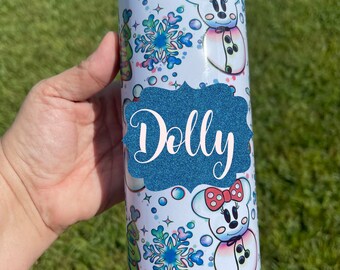 Christmas Custom Tumbler 20 Oz  - Personalized Christmas Disney Snowman Tumbler -  Disney Christmas Tumbler - Very Merry Christmas Tumbler