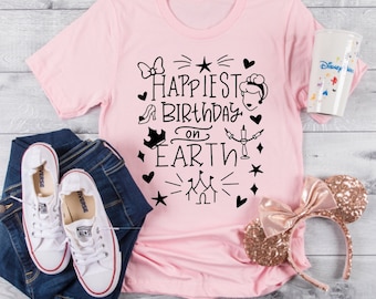 Disney Birthday Shirt, Happiest Birthday on Earth Shirt, DIsney Birthday Tank, Disney Bithday Womens shirt