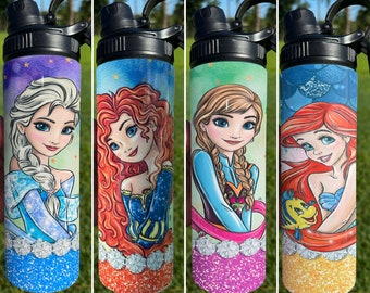 Disney Princess Tumbler 20 Ounce  - Many Princess to choose from - Princess Water Bottle - Personalized Princess Tumbler Bottle  - NEW STYLE