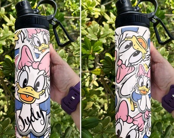 Daisy Duck Tumbler 20 Ounce  - Daisy Duck Water Bottle  - Disney Tumbler - Disney Vacation Tumbler - Disney Water Bottle, Water Bottle