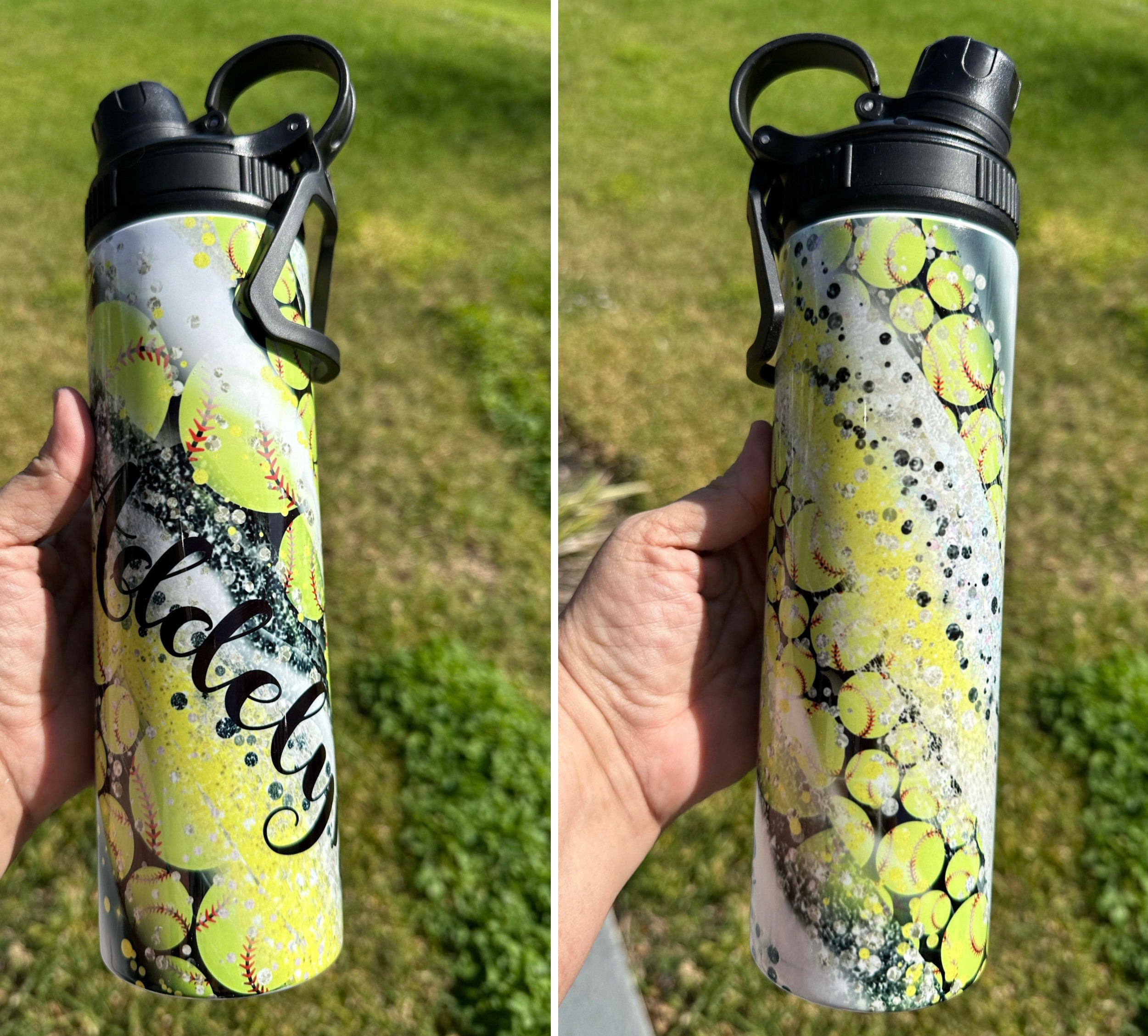 Personalized Softball Tumbler: 20 oz Stainless Steel Water Bottle
