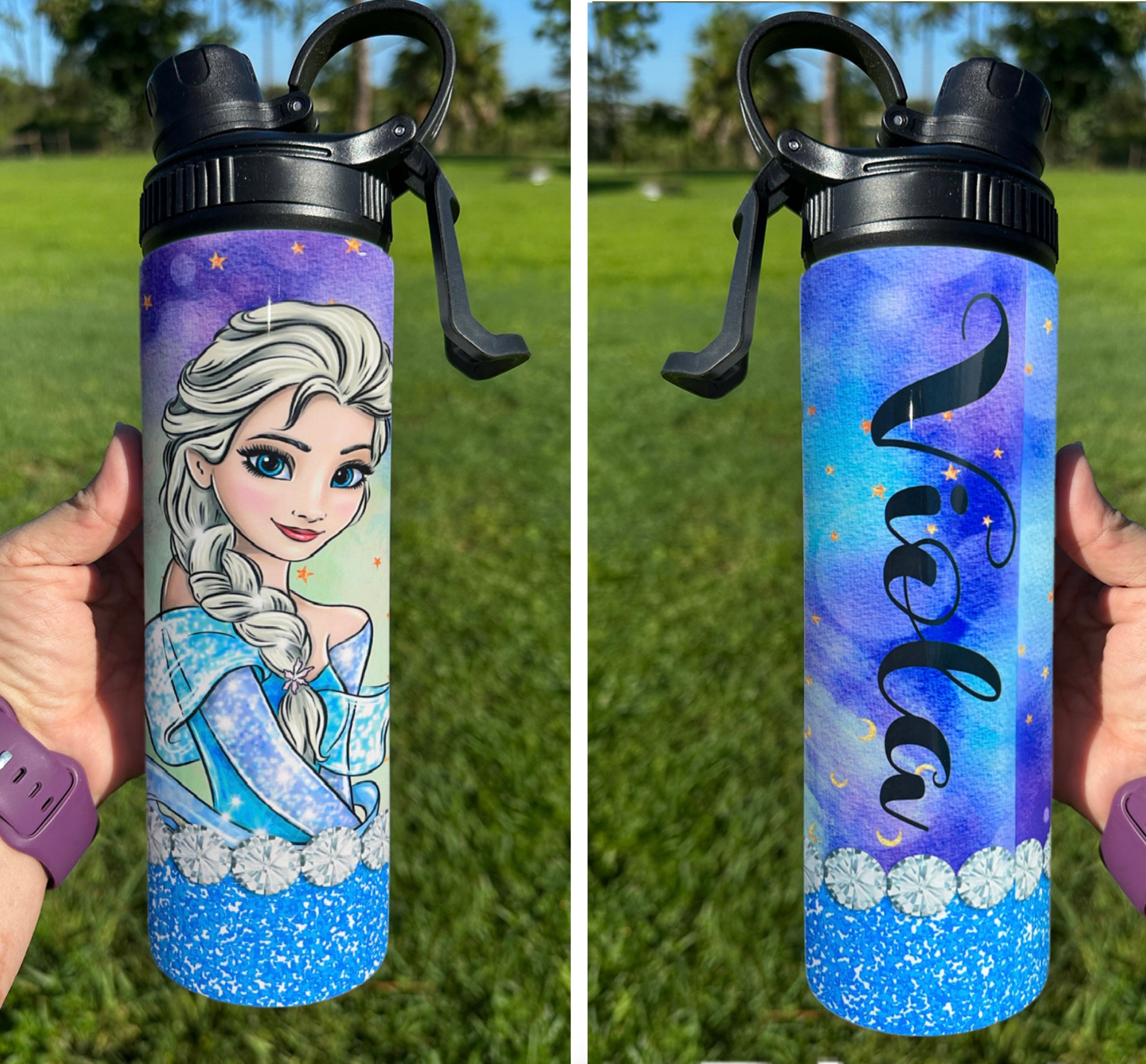 Elsa Tumbler 20 Ounce - Elsa Water Bottle - Disney Tumbler - Personalized Princess Tumbler Bottle - Many Princesses to Pick Water Bottle