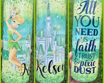 Tinkerbell Custom Tumbler- Disney Tumbler - Disney Vacation Tumbler - Tinkerbell Tumbler - Personalized - Disney Travel Tumbler