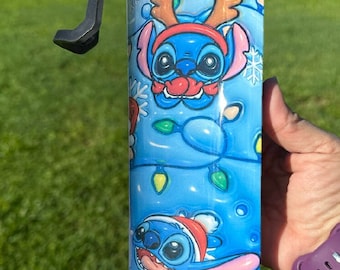 Stitch Christmas Tumbler 20 Ounce  - Stitch Water Bottle  - Disney Tumbler - Disney Vacation Tumbler - Stitch Water Bottle, Water Bottle