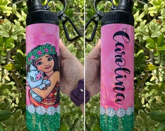 Moana Tumbler 20 Ounce - Moana Water Bottle - Disney Tumbler - Personalized Princess Bottle -  Many Princesses to choose, Water Bottle