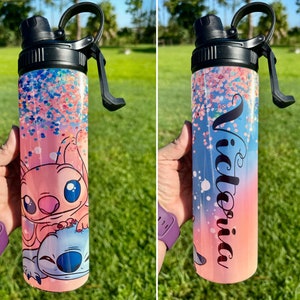 Stitch and Angel Tumbler 20 Ounce  - Stitch and Angel Water Bottle  -  NEW STYLE, Water Bottle