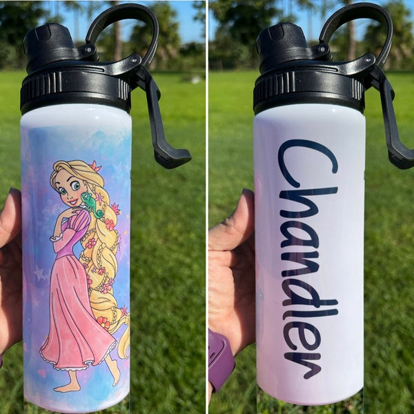 Tangled Tumbler 20 Ounce  - Rapunzel Water Bottle  - Disney Tumbler - Disney Vacation Tumbler - Personalized Tumbler Bottle NEW STYLE