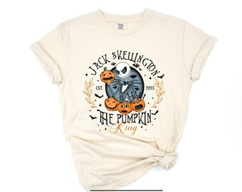Jack Skellington Halloween Comfort Colors® Tee, Disney Halloween Matching Shirts, Jack and Sally Halloween Shirt