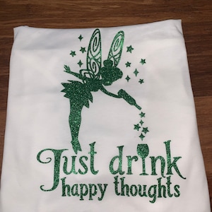 Tinkerbell Glitter Drinking Tee, Drinker Bell, Drinking Around the World,  Drinking Shirt,  Epcot Food and Wine Festival Tee,  Tinker Bell
