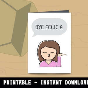CARTE D'ADIEU (Fichier PDF imprimable) - drôle de jeu de mots emoji impertinent au revoir felicia carte d'anniversaire meilleure amie fille avec main rose tu me manques