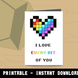 Gaymer Love Card (Download File PDF) rainbow geek bit pixel