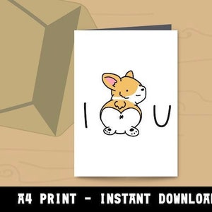 KARTA LOVE CORGI - przyjaciel, pun, dziewczyna, chłopak, zabawny zwierzak, shitsu, shibu, pies, szczeniak, pozdrowienia, wydruk, prezent, słodki, kawaii, słodki, romantyczny, rocznica