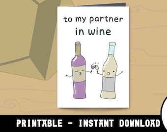WINE FRIEND CARD - funny partner in drinking buddy alcohol love parent girlfriend bestie best friend birthday greeting card