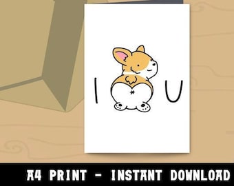 LOVE CORGI CARD - friend pun girlfriend boyfriend funny pet shitsu shibu dog puppy greeting print gift cute kawaii cute romantic anniversary