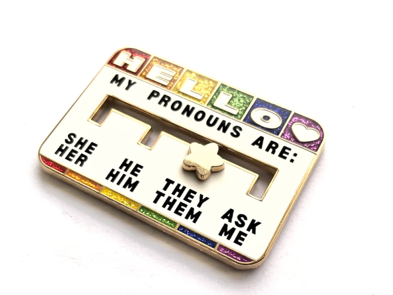 Pronoun Slider Enamel Pin | He She Variation Gender Identity Fluid ...