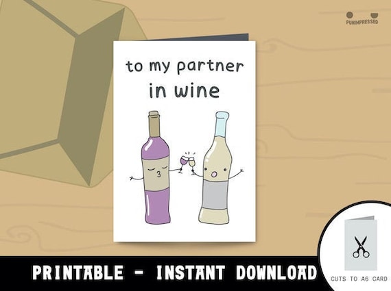 Partners in Wine, Friendship Birthday Greeting Card Partners in Wine, Friendship Birthday Greeting Card