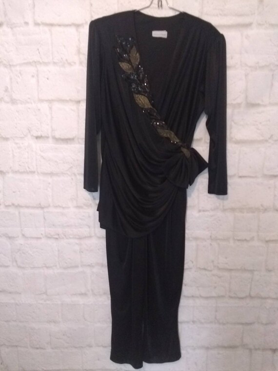 black evening jumpsuit with sleeves