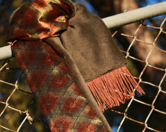 fall apparel plaid winter scarf, designer scarf silk, luxury plaid scarf, fringe scarf winter, grunge 90s fall clothing accessories