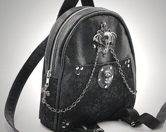 Goth backpack, mini convertible backpack purse, mini backpack, witchy purse, bat purse backpack, goth purse, small backpack purse