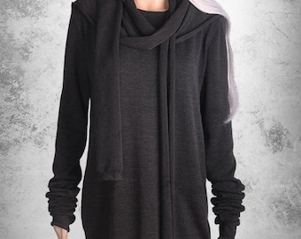 Post apocalyptic oversized sweater dress, alt clothing, cyber punk dystopian grunge goth punk sweater,