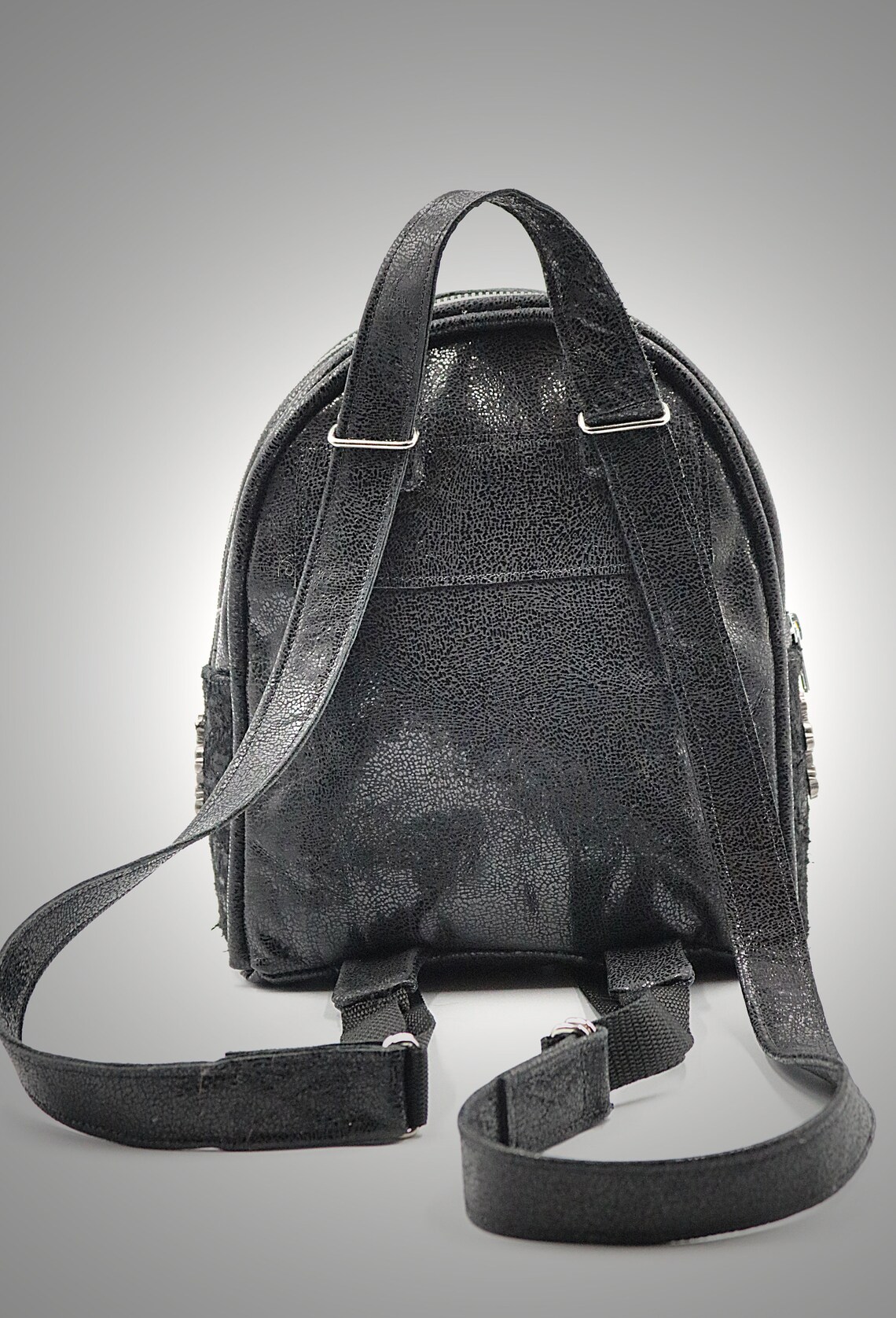 Leather mini backpack goth backpack convertible backpack Etsy