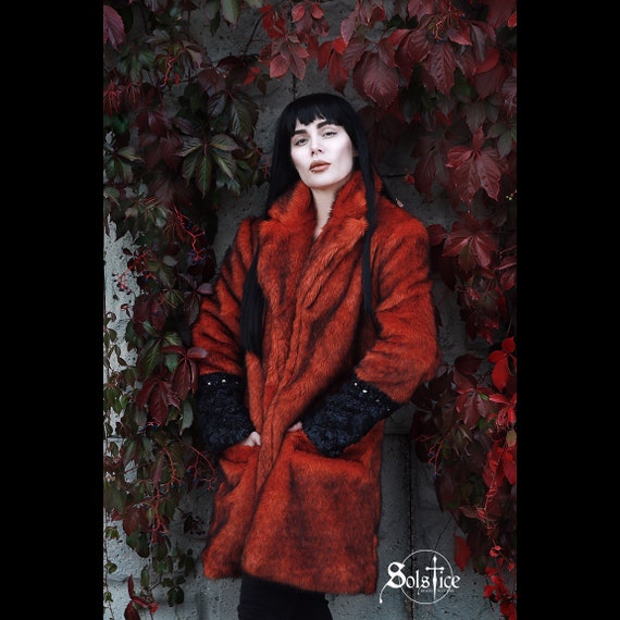 burnt orange fur coat