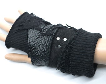 Post apocalyptic fingerless gloves, dystopain punk gothic gloves, mad max, burning man, UNISEX