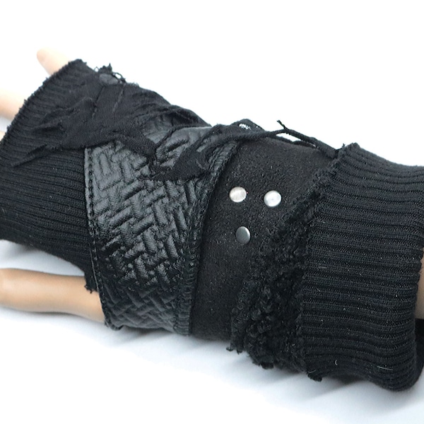 Post apocalyptic fingerless gloves, dystopain punk gothic gloves, mad max, burning man, UNISEX