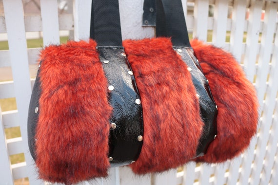 red fur purse