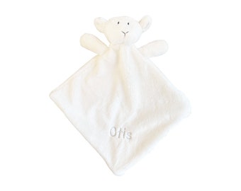 Personalised newborn gift Comforter Fluffy Lamb
