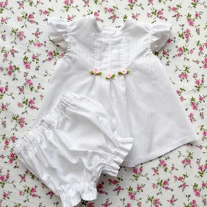 White Pinstripe Dress and Bloomer Set