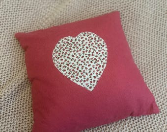 pink floral heart cushion