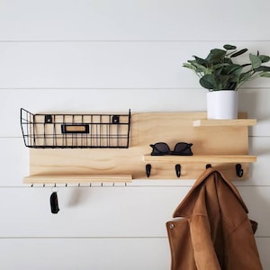 Wall mail organizer with hooks sale