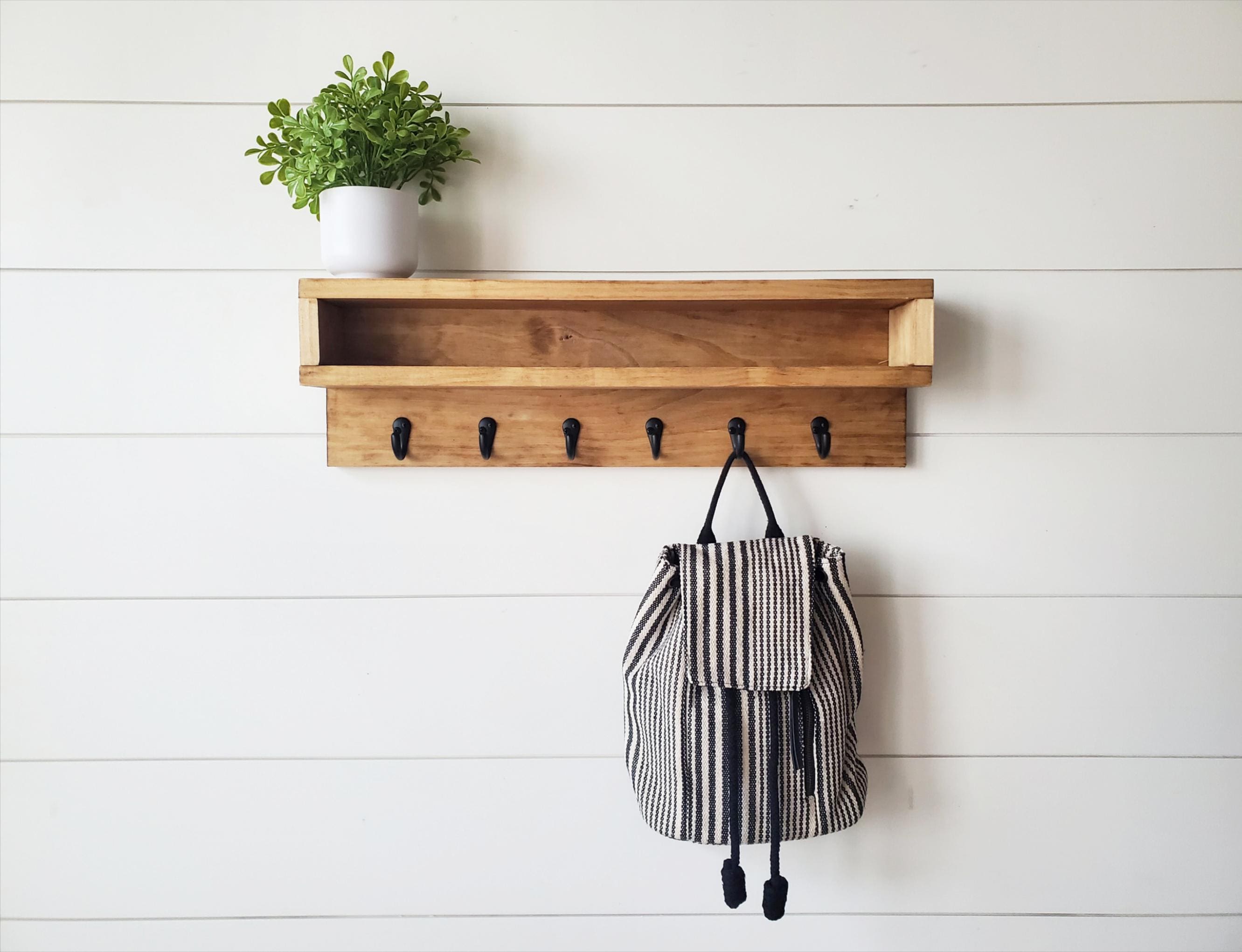 Mounted Coat Rack Entryway Mail Organizer Key Holder For Wall