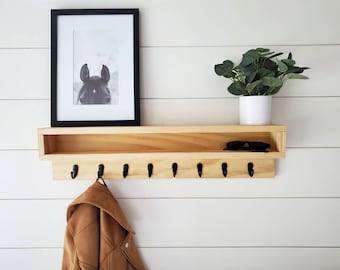 Coat Rack with Storage, Coat Rack with Cubby, Entryway Wall Organizer, Key Holder Wallet, Wooden Wall Organizer, Entryway Organizer Wall