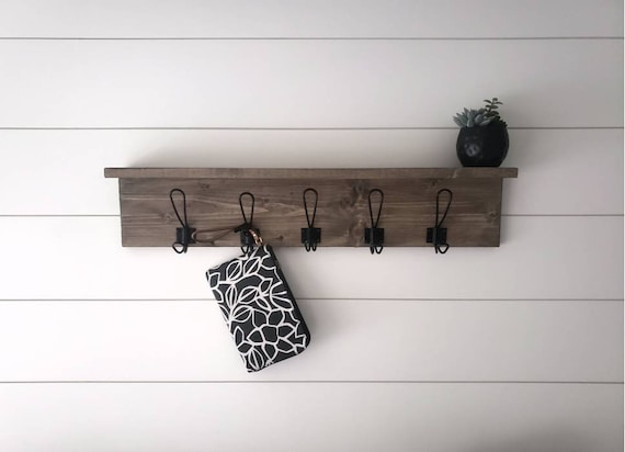 Modern Coat Rack Wooden Wall Shelf With Hooks - Wall Hook Rack With Shelf