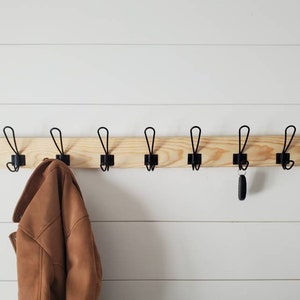 Rustic Coat Rack, Modern Wall Hanger, Coat Rack Wall Mount, Wood Wall Coat Rack, Farmhouse Coat Rack, Bathroom Towel Rack, Gift for New Home image 3