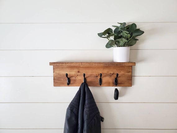 Modern Coat Rack, Wooden Coat Rack, Wall Shelf With Hooks, Sturdy