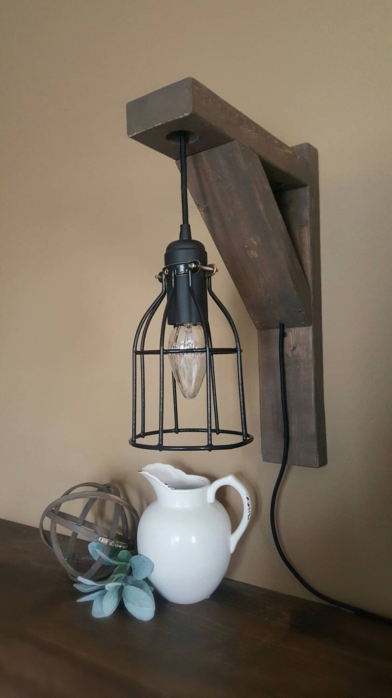 Bauernhaus-Licht, Wandleuchte, Fixer Upper, Holz Leuchte, Schlafzimmer Licht, Käfig Licht Bauernhaus-Licht, Wandleuchte, Fixer Upper, Holz Leuchte, Schlafzimmer Licht, Käfig Licht
