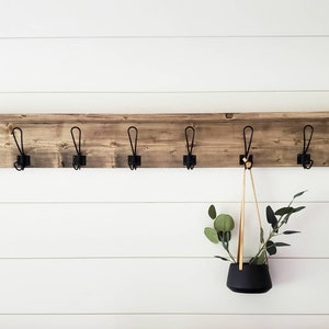 Wall Coat Rack with Shelf, Wall Mounted Coat Rack with Shelf, Rustic Coat Rack with Shelf, Wall Shelf with Hooks, Towel Rack with Shelf, image 2