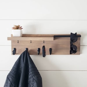 Modern Key Hanger for Wall, Key Holder for Wall With Shelf, Key Ring Holder for Wall, Entryway Organization, Key Rack Shelf