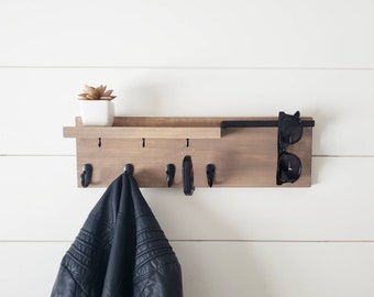 Modern Key Hanger for Wall, Key Holder for Wall With Shelf, Key Ring Holder for Wall, Entryway Organization, Key Rack Shelf