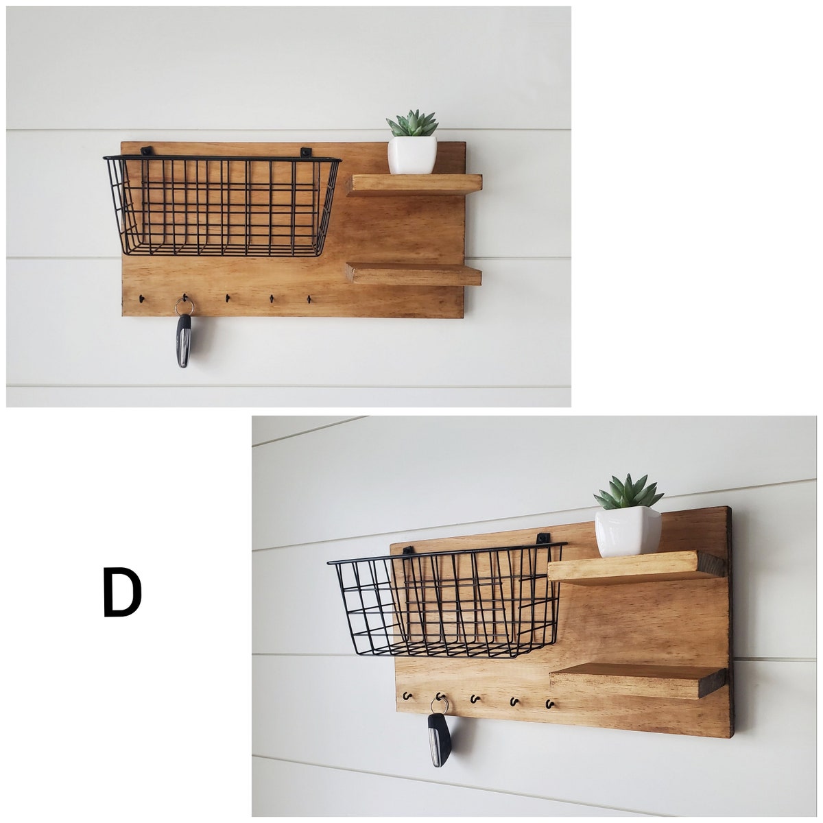 Handmade Wooden Entryway Organizer, Wall Mounted Key and Mail Holder - Etsy