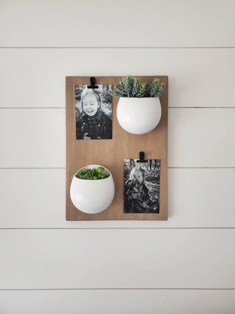 Wooden Wall Planter Ceramic Planter Wall Hanging Planter Etsy