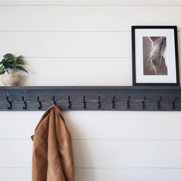 Coat Rack Shelf, Wall Coat Rack with Shelf, Coat Rack Wall Mount, Wall Shelf with Hooks, Entryway Shelf, Rustic Home Decor, Wall Decor