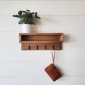 Coat Rack with Storage, Coat Rack with Cubby, Entryway Wall Organizer, Key Holder Wallet, Wooden Wall Organizer, Entryway Organizer Wall