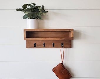 Coat Rack with Storage, Coat Rack with Cubby, Entryway Wall Organizer, Key Holder Wallet, Wooden Wall Organizer, Entryway Organizer Wall