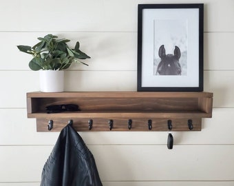 Coat Rack with Storage, Coat Rack with Cubby, Entryway Wall Organizer, Key Holder Wallet, Wooden Wall Organizer, Entryway Organizer Wall