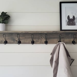 Wall Coat Rack with Shelf, Wall Mounted Coat Rack with Shelf, Rustic Coat Rack with Shelf, Wall Shelf with Hooks, Towel Rack with Shelf, image 7
